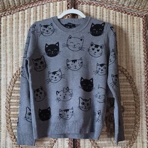 NWT Calligraphie/Anthropologie Cat Motif Sweater M